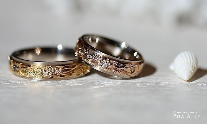 K18 18金 フラットレイヤーリング 結婚指輪 マリッジリング ハワイアンジュエリー Pua Ally プアアリ