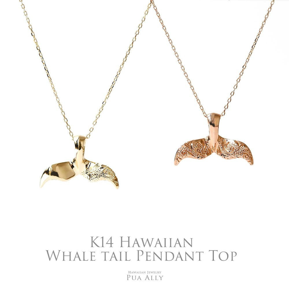 メンズ 男性 ハワイアン,ネックレス,ホエールテール,クジラの尾,K14,ゴールド