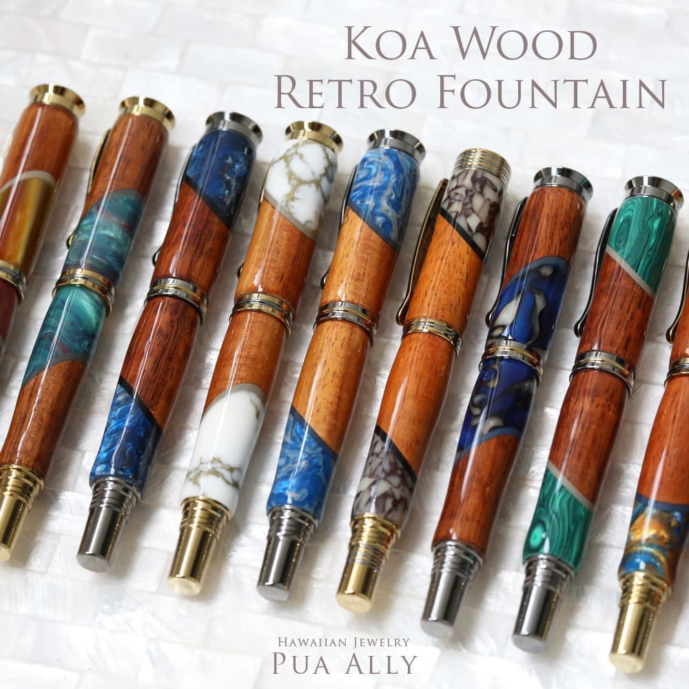 ハワイアン コアウッドretrofountain万年筆 ハンドメイドのハワイアンジュエリー Pua Ally