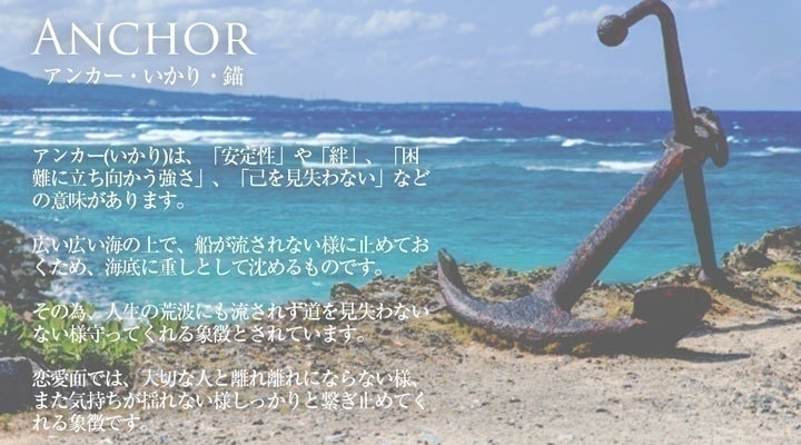 人生や恋愛のお守り アンカー イカリ ネックレス ハンドメイドのハワイアンジュエリー Pua Ally