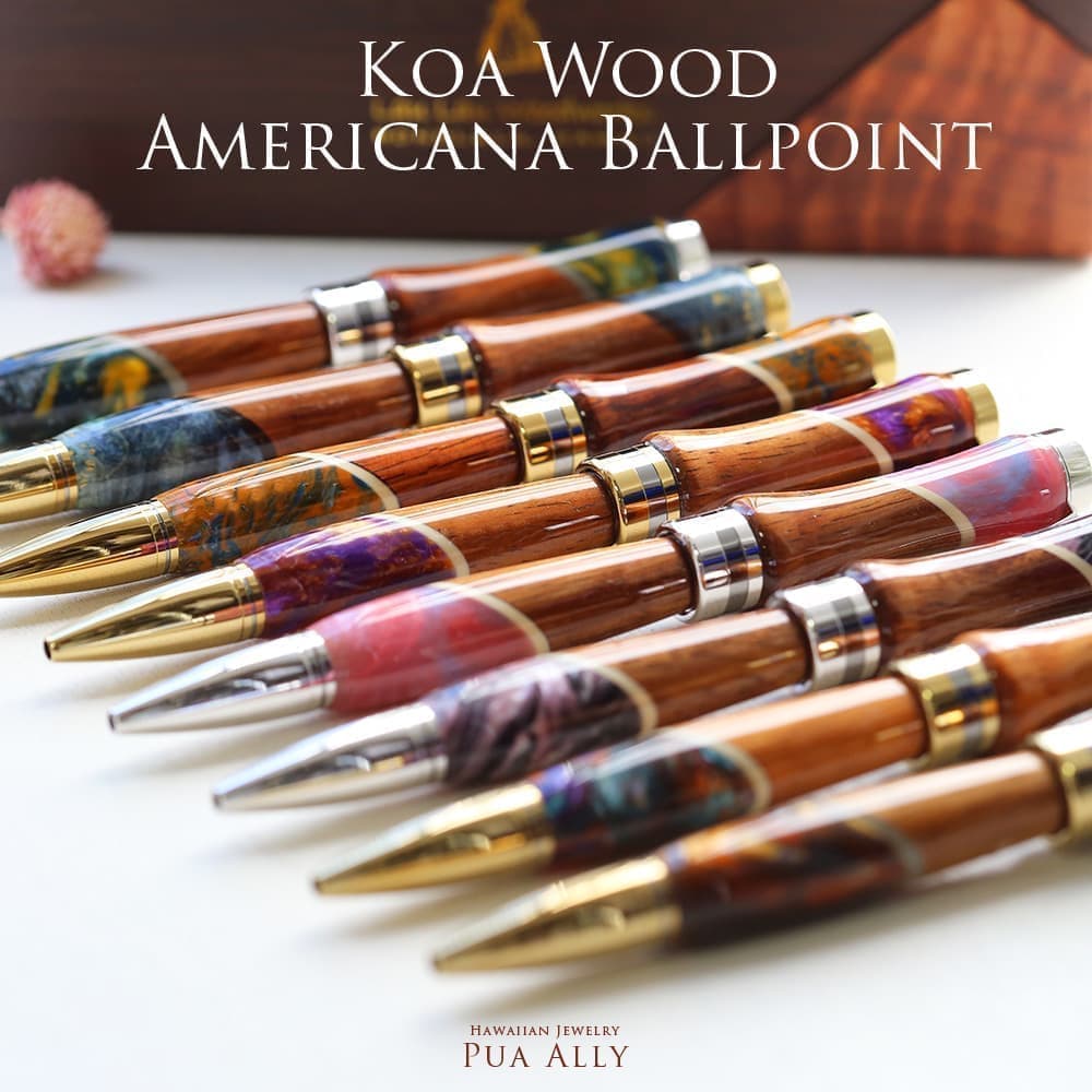 ハワイアン コアウッドamericanaボールペン ハンドメイドのハワイアンジュエリー Pua Ally