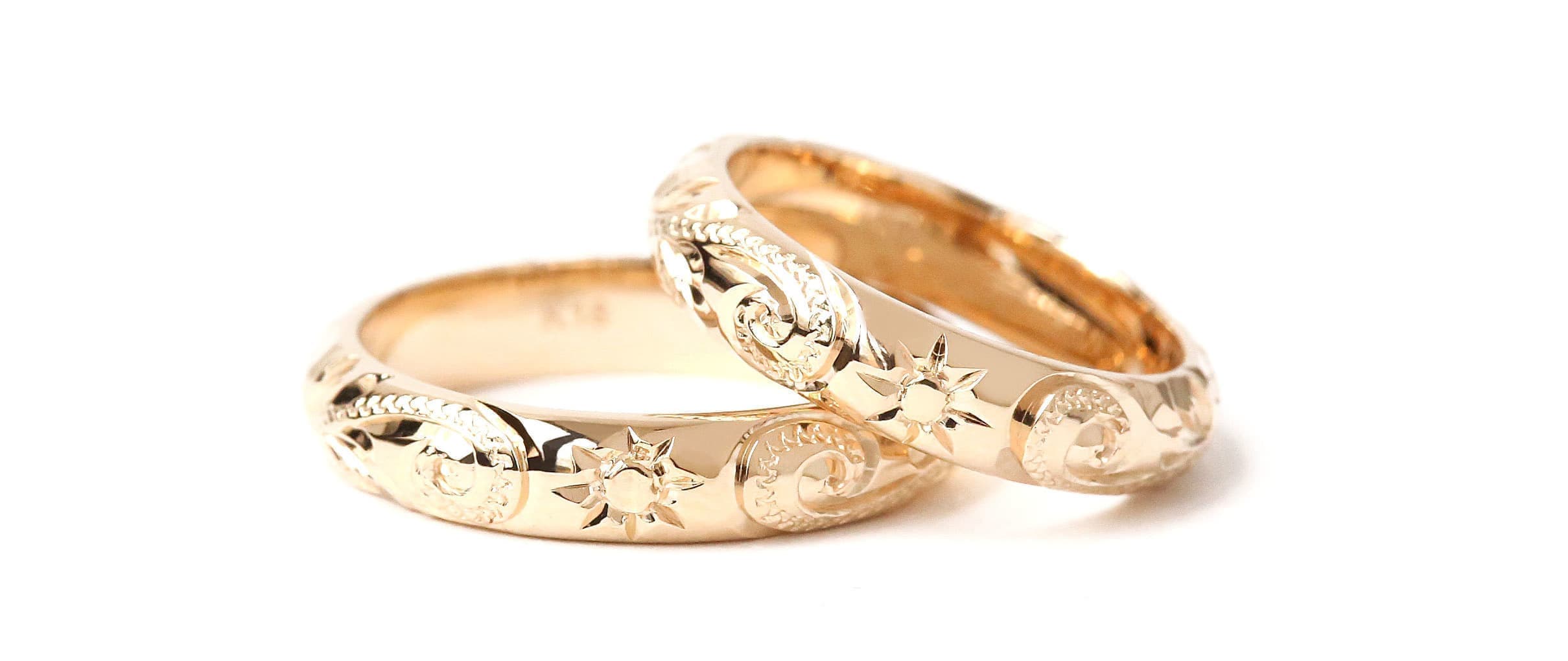 K18BG　ブラウンゴールド　トラディショナルリング　結婚指輪　ハワイアンジュエリー