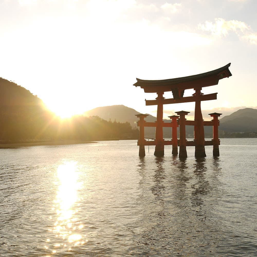 神社と太陽 アマテラスオオミカミ